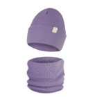 Komplet Wywijana Czapka i Komin Jednowarstwowy Fioletowy