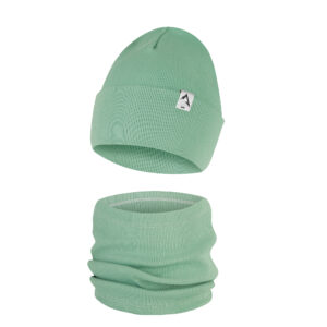 Komplet Wywijana Czapka i Komin Jednowarstwowy Miętowy