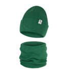 Komplet Wywijana Czapka i Komin Jednowarstwowy Zielony