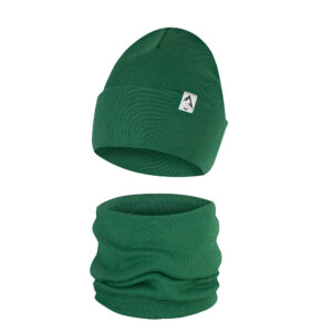 Komplet Wywijana Czapka i Komin Jednowarstwowy Zielony