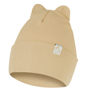 Czapka Dziecięca Podwijana z Uszami Beżowa