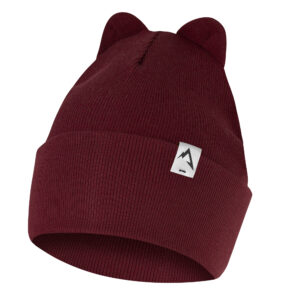 Czapka Dziecięca Podwijana z Uszami Bordowa