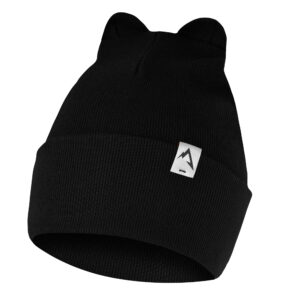 Czapka Dziecięca Podwijana z Uszami Czarna