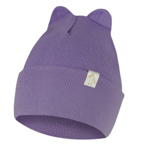 Czapka Dziecięca Podwijana z Uszami Fioletowa