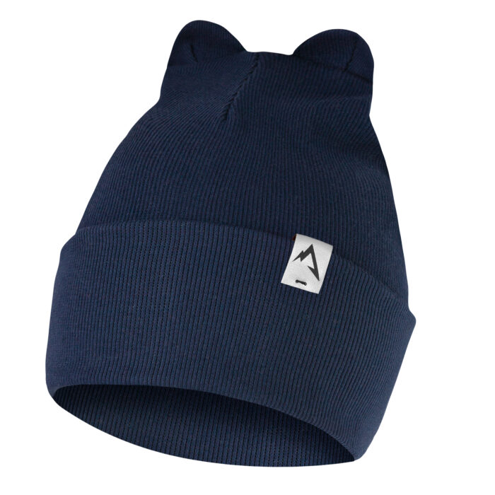 Czapka Dziecięca Podwijana z Uszami Granatowa