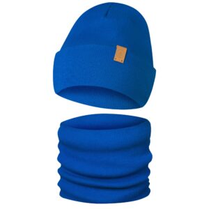 Komplet Czapka i Komin Dziecięcy Dwuwarstwowy Chabrowy