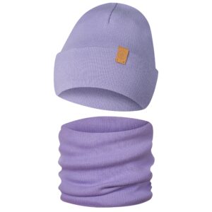 Komplet Czapka i Komin Dziecięcy Dwuwarstwowy Fioletowy