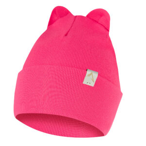 Czapka Dziecięca Podwijana z Uszami Fuksjowa