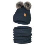 Komplet-Zimowy-z-2-Pomponami-Czapka-Zimowa-i-Komin-Only-Kids-Granatowy