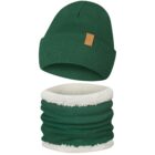 Only-Kids komplet Zimowy Czapka i Komin Miś Niebieski Zielony