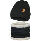 Only-Kids komplet Zimowy Czapka i Komin Miś Niebieski Czarny