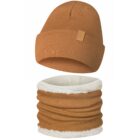 Only-Kids komplet Zimowy Czapka i Komin Miś Niebieski Brązowy