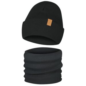 Komplet Czapka i Komin Dziecięcy Dwuwarstwowy Czarny