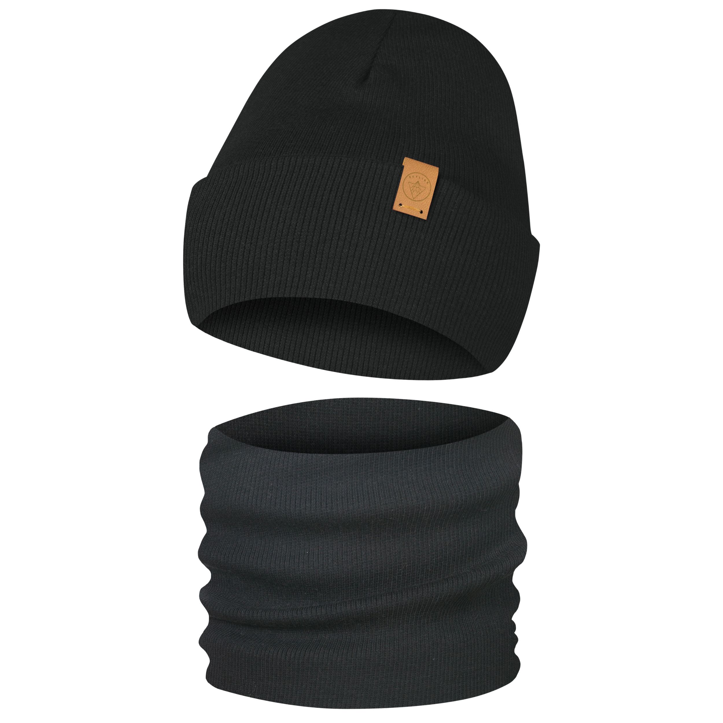 Komplet Czapka i Komin Dziecięcy Dwuwarstwowy Czarny