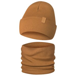Komplet Czapka i Komin Dziecięcy Dwuwarstwowy Brązowy