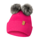 Czapka Zimowa z 2 pomponami i polarem fuksjowa