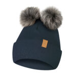 Czapka Zimowa z 2 pomponami i polarem granat