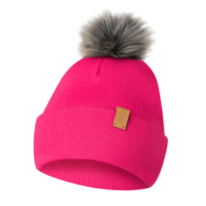 Czapka Zimowa z Pomponem Dla Chłopca i Dziewczynki z Polarem Fuksjowa