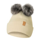 Czapka Zimowa z 2 pomponami i polarem beżowa