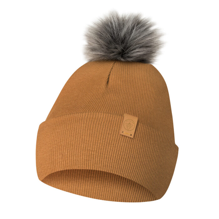 Czapka Zimowa z Pomponem Dla Chłopca i Dziewczynki z Polarem Brązowa