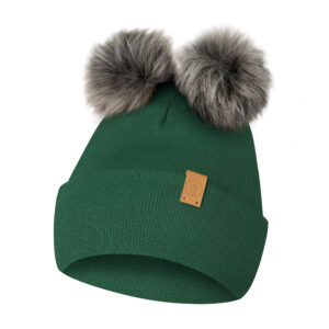 Czapka Zimowa z 2 pomponami i polarem zielony