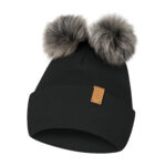 Czapka Zimowa z 2 pomponami i polarem czarny