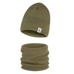 komplet jednowarstwowy dziecięcy khaki prążek bawełniany